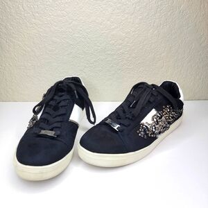 Calvera Women's Lustre Embellished Trainer Leather Sneaker Shoes Size 38